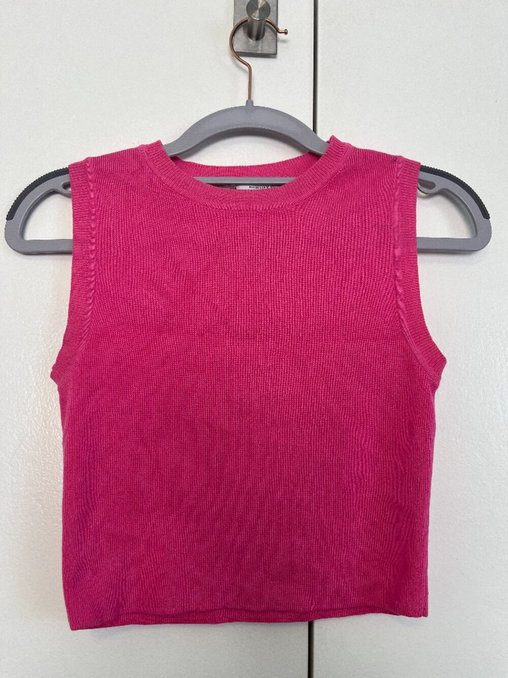 Two Zara knit, cropped tanks, hot pink and lime green — size M